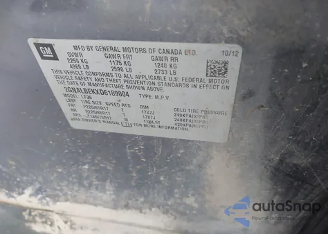 2013 Chevrolet Equinox Ls z USA, uszkodzony, nr VIN 2GNALBEKXD6189004